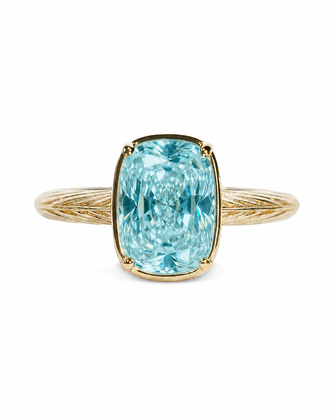 Sterling Silver Mini Aquamarine Elongated Cushion Ring